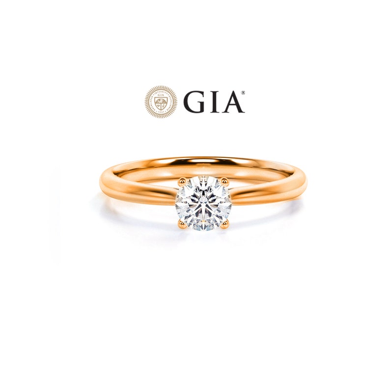 Anel Solitario De Ouro Rose 18k e Diamante Brilhante 30pts | New | anel-de-noivado, Anéis, diamante, noivado, pink | AUREA FINE JEWELRY