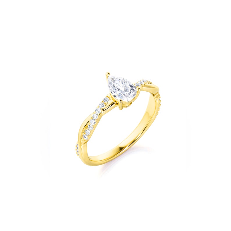 Anel Pear Solitario De Ouro Amarelo 18k Diamantes Brilhantes 70pts