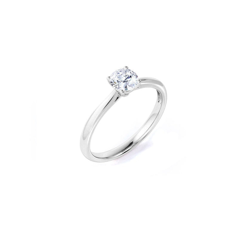 Anel Solitario De Ouro Branco 18k e Diamante Brilhante 70pts