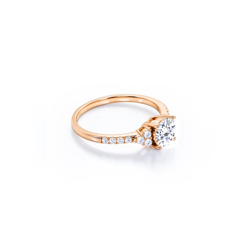 Anel Halo De Ouro Rose 18k e Diamantes Brilhantes 100pts