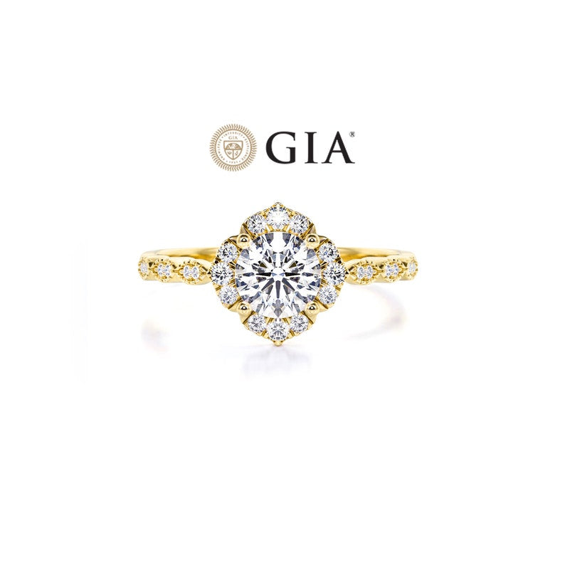 Anel Flor Vintage De Ouro Amarelo 18k Diamantes Brilhantes 30pts | New | anel-de-noivado, Anéis, diamante, noivado, yellow | AUREA FINE JEWELRY