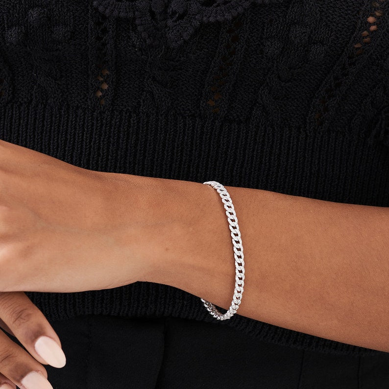 Pulseira de ouro feminina Cubana Diamante Riviera
