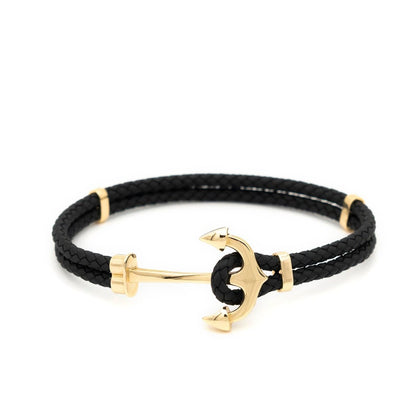 Pulseira masculina  couro legítimo e ouro 18k luxo