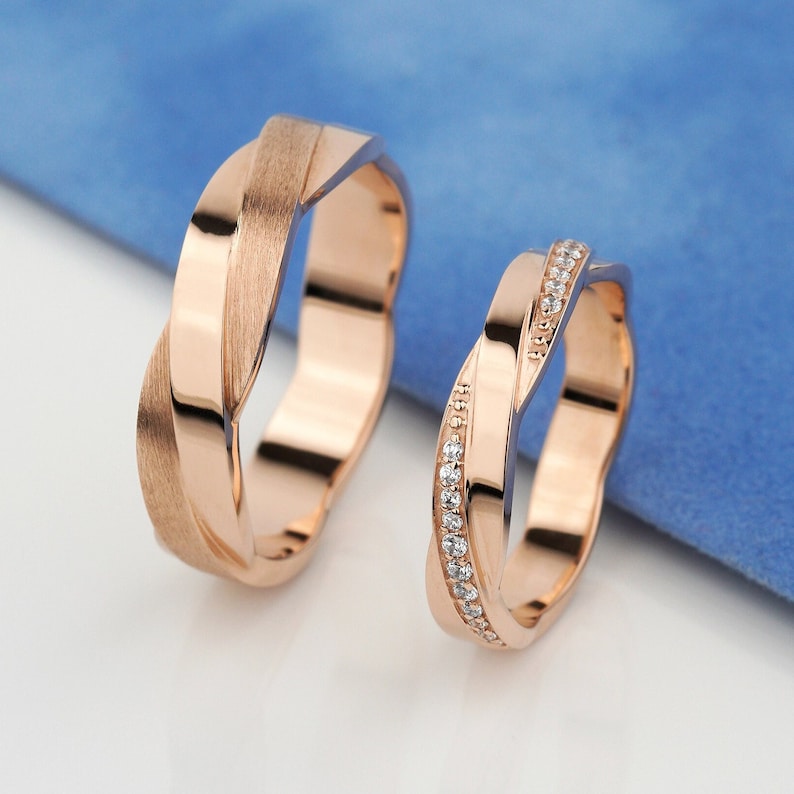 Par de Alianças de casamento noivado  ouro 18k diamante double - AUREA FINE JEWELRY