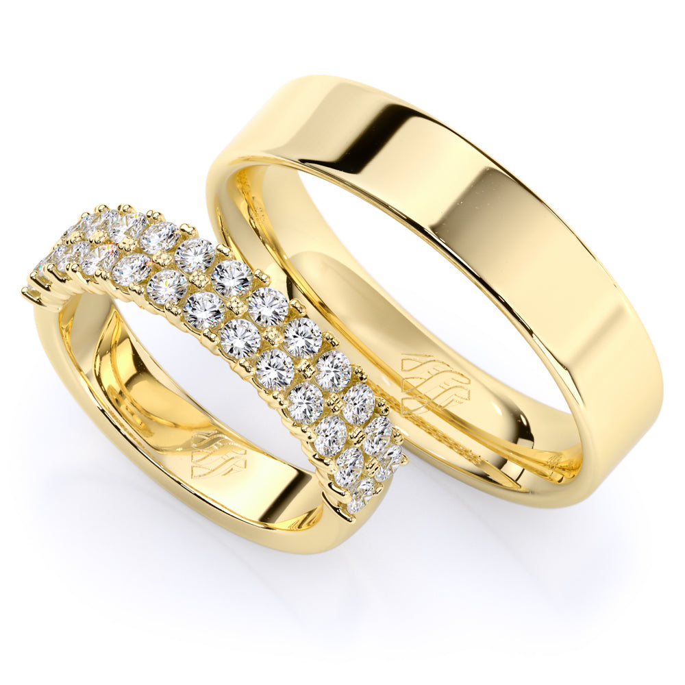 Par de Alianças de Casamento Noivado em Ouro 18k 4,5mm e 5,0mm Luxo
