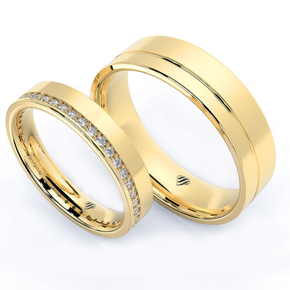 Par de Alianças de Casamento Noivado em Ouro 18k 4mm e 6mm Luxo