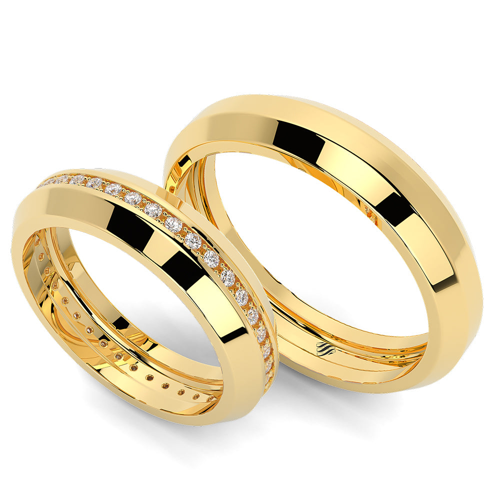 Par de Alianças de Casamento Noivado em Ouro 18k 4,5mm Luxo