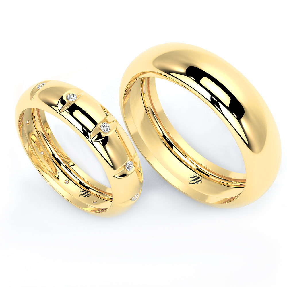 Par de Alianças de Casamento Noivado em Ouro 18k 6,5mm e 5mm Opra