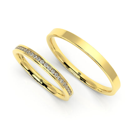 Par de Alianças de Casamento Noivado em Ouro 18k 2mm Luxo